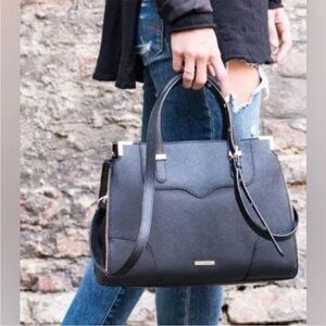 Rebecca Minkoff Amorous Black Satchel Silver Zipper Detail
